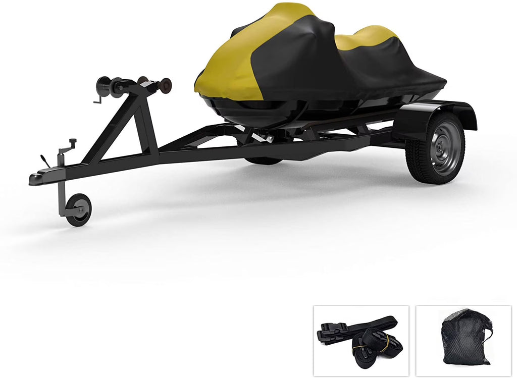 Yellow/Black Jet Ski Cover with Trailer Straps and Storage Bag J60076