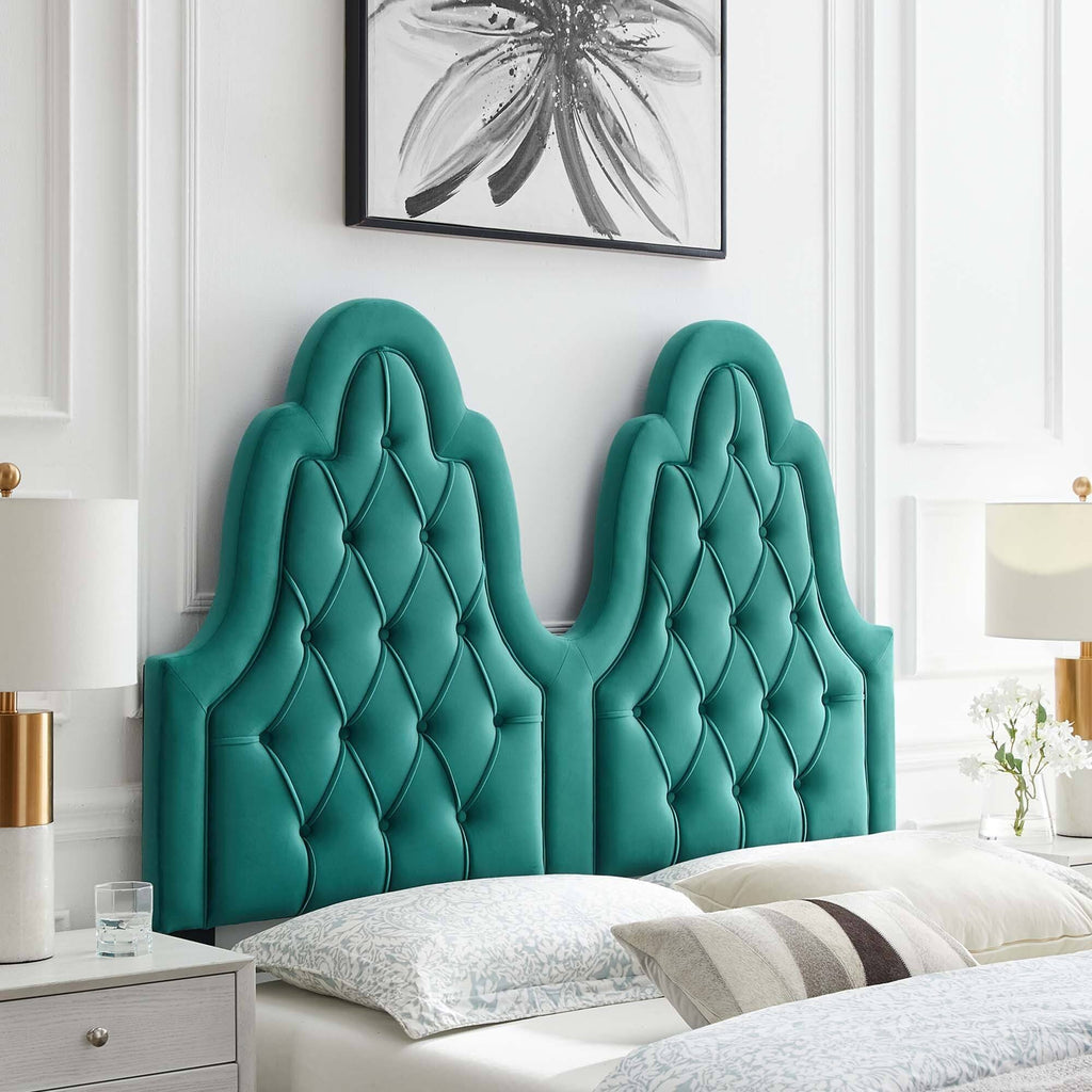 Tufted Teal Performance Velvet Twin Headboard S32044