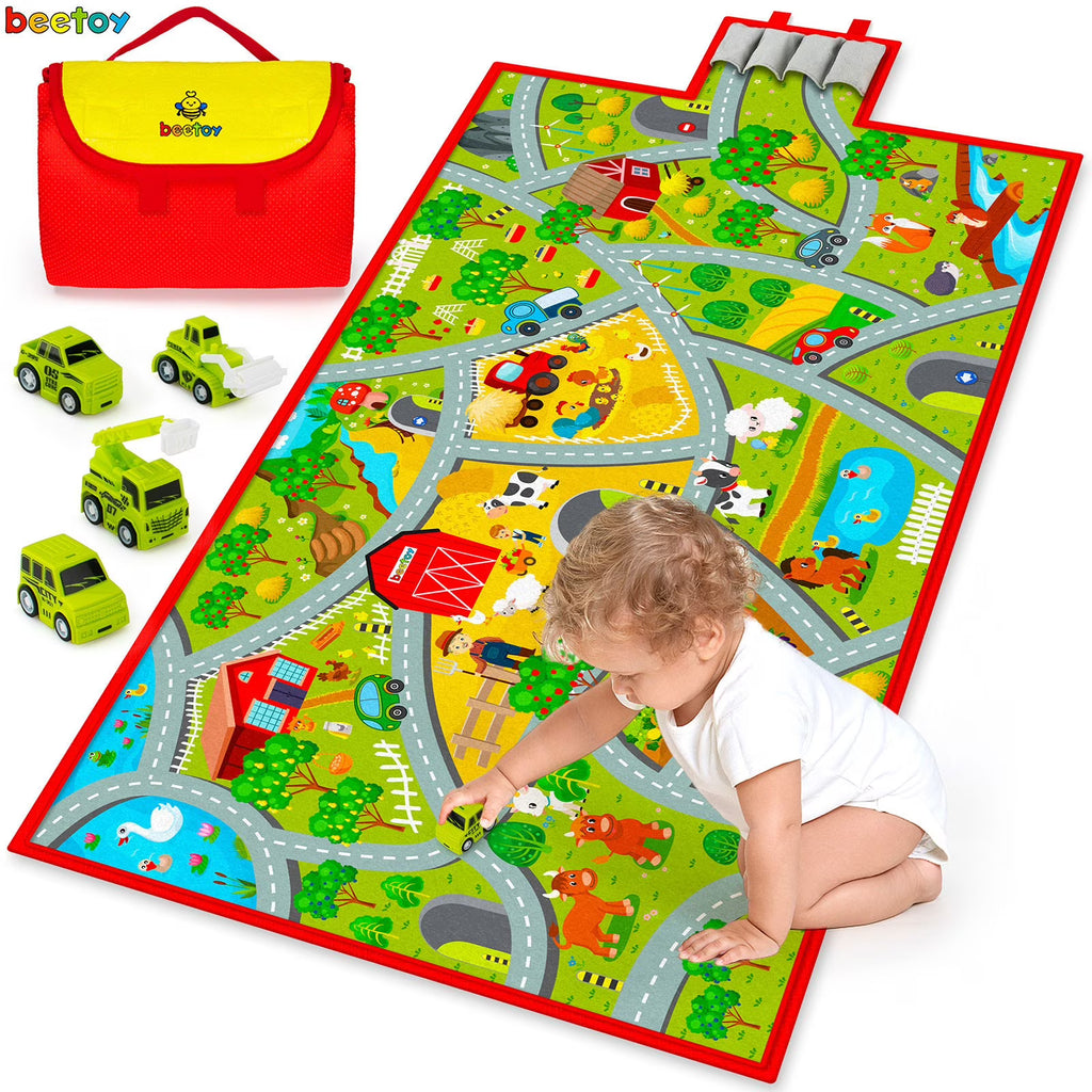 Farm Rug Play Mat with 4 Toy Cars W691303