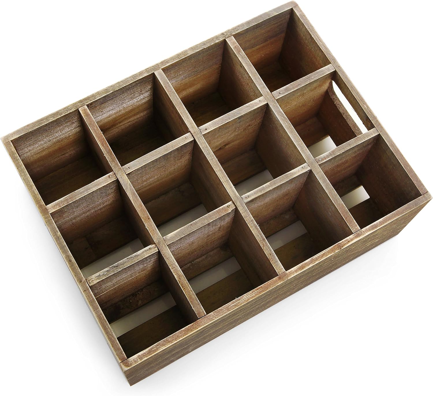 Vintage Finish Rustic Brown Wood 12 Slot Beer Bottle Serving Crate with Carrying Handles Pack of 2 G246