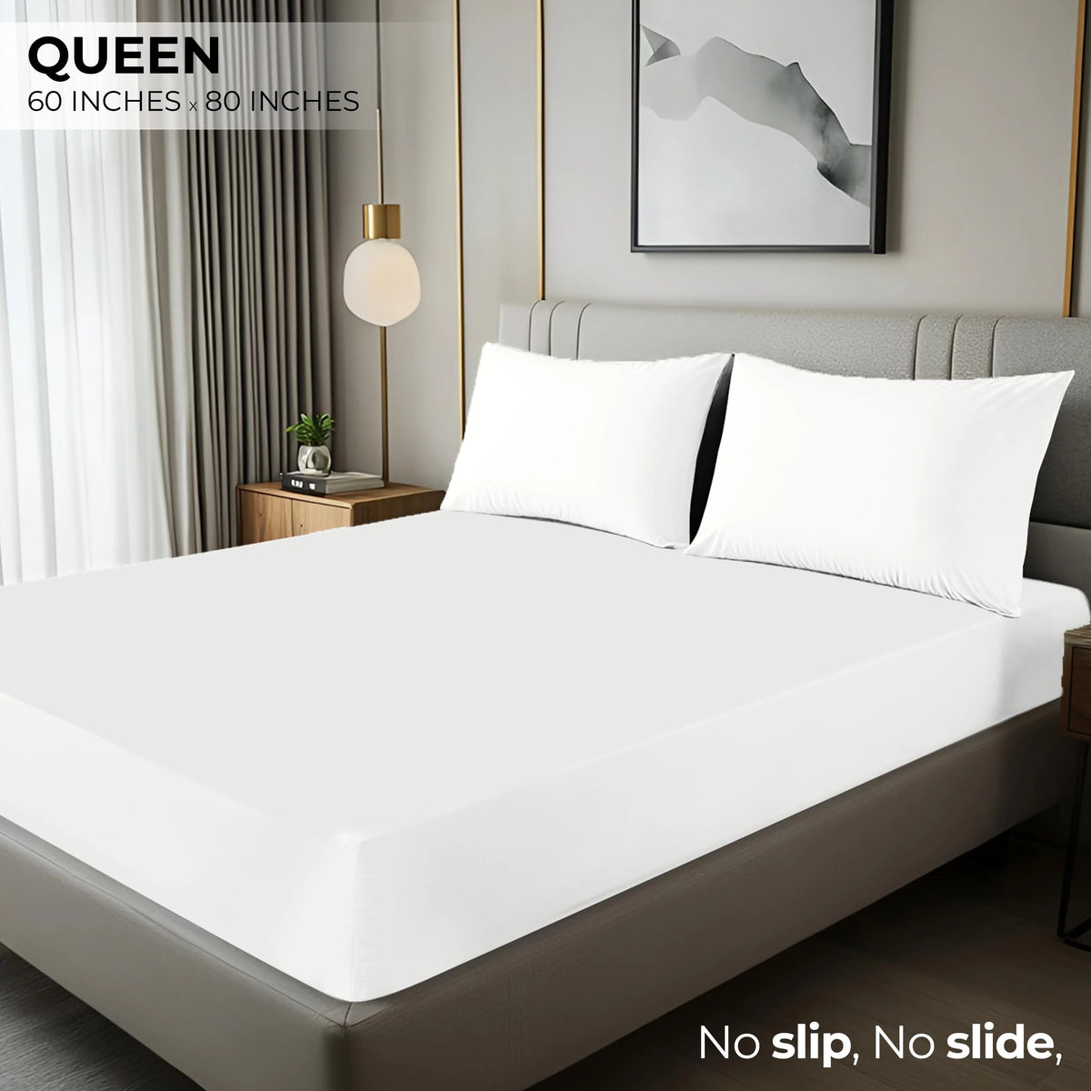 Queen Fitted Sheet, Deep Pocket 15 Inches, White Microfiber V14787