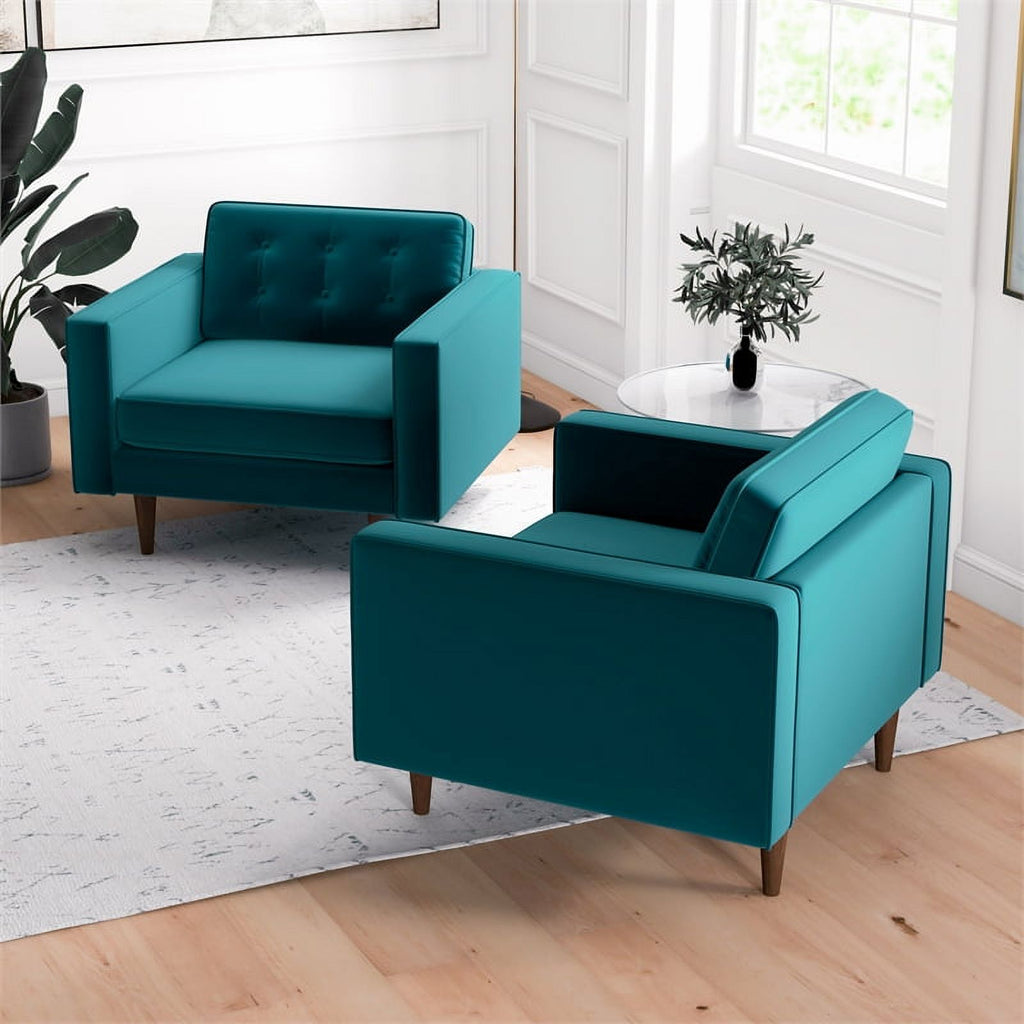 Turquoise Velvet Lounge Chair (Set of 2) N23000