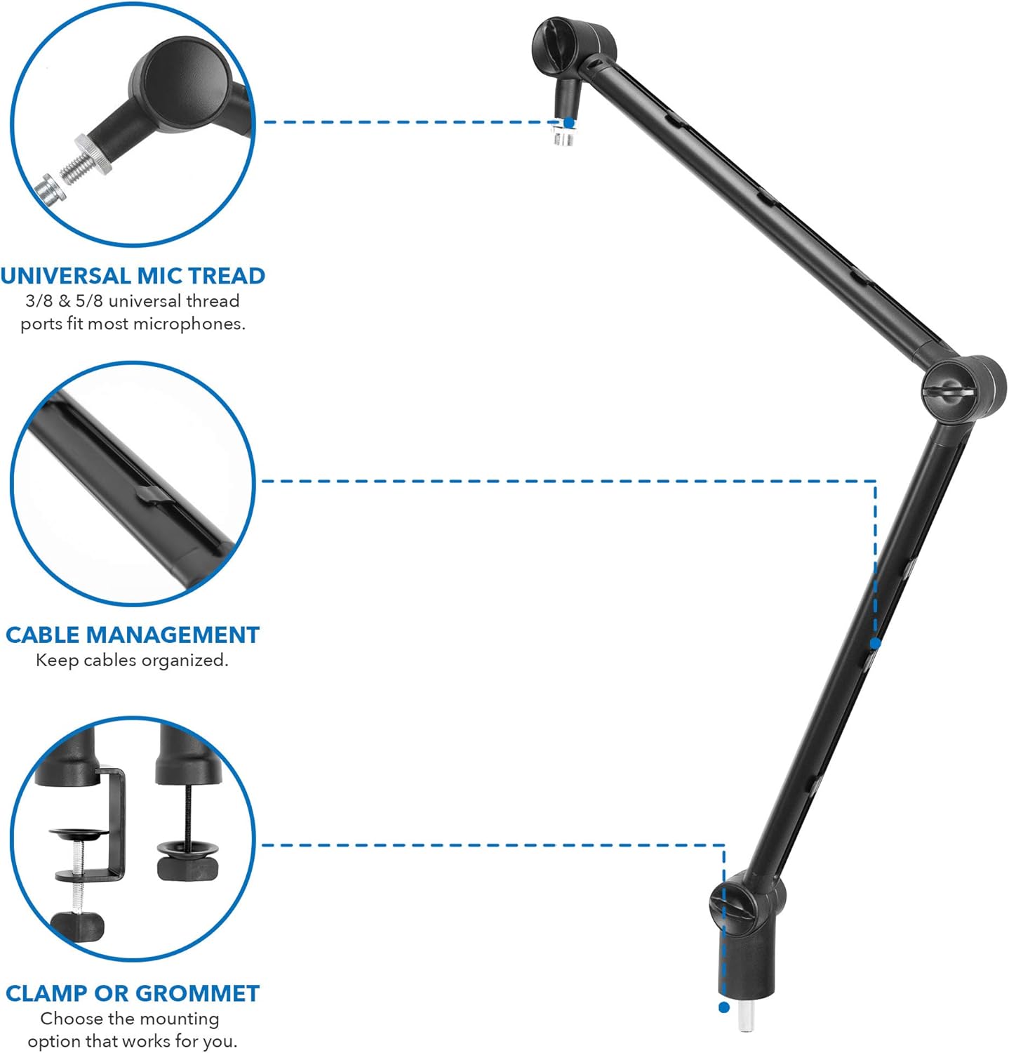 Adjustable Microphone Boom Arm with Cable Management, Pack of 2 G583516