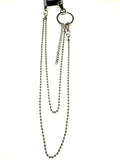 Silver Ball Bead Triple Chain Link Biker Hoop Trucker Key Chain H57629