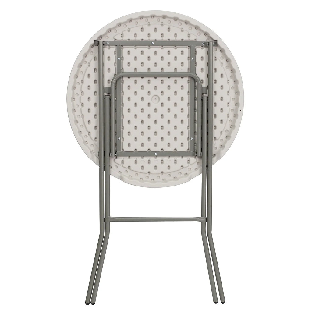 2.63-Foot Round Granite White Plastic Folding Table D600