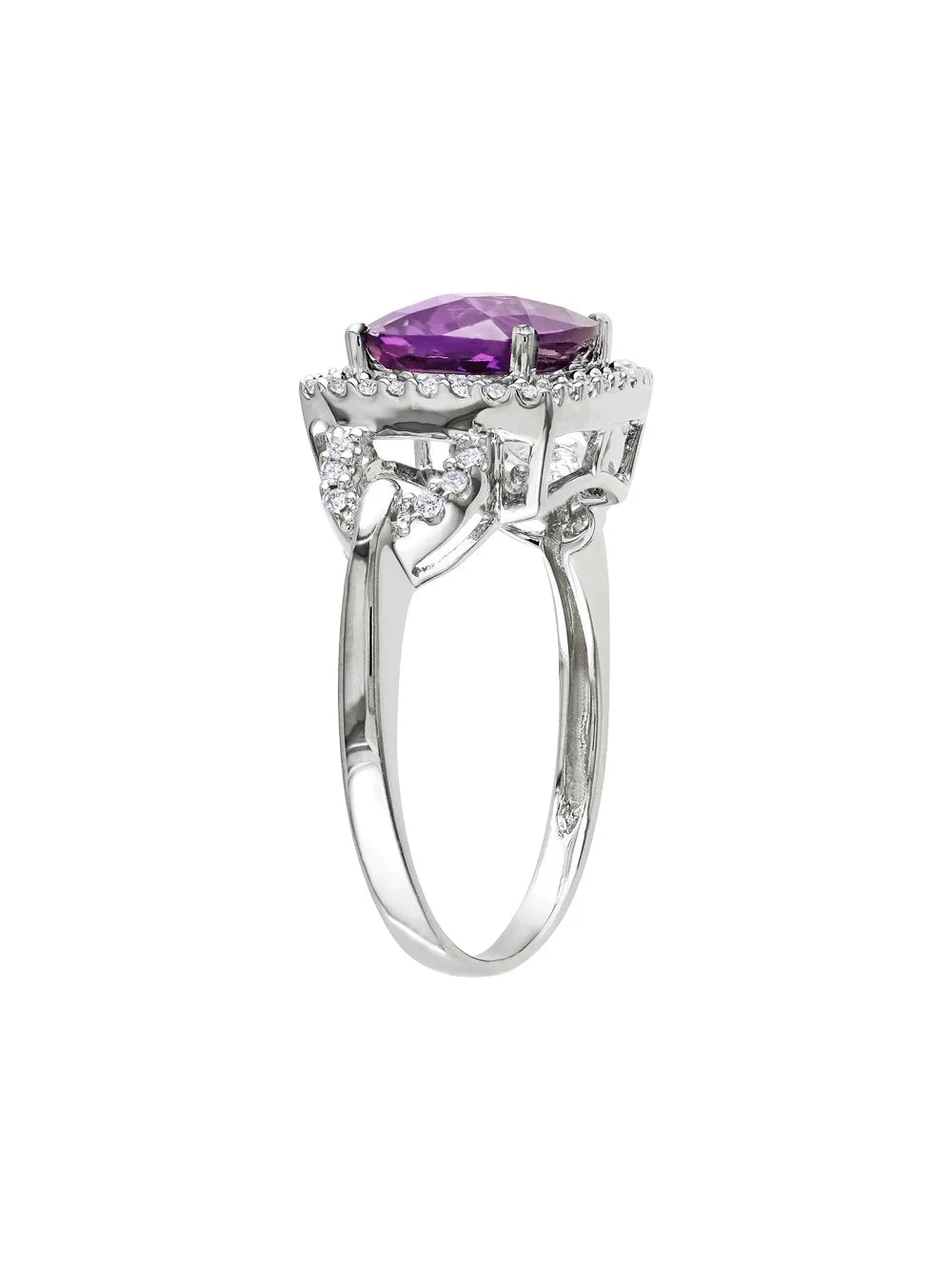 10K White Gold Alexandrite and Diamond Halo Ring D69420