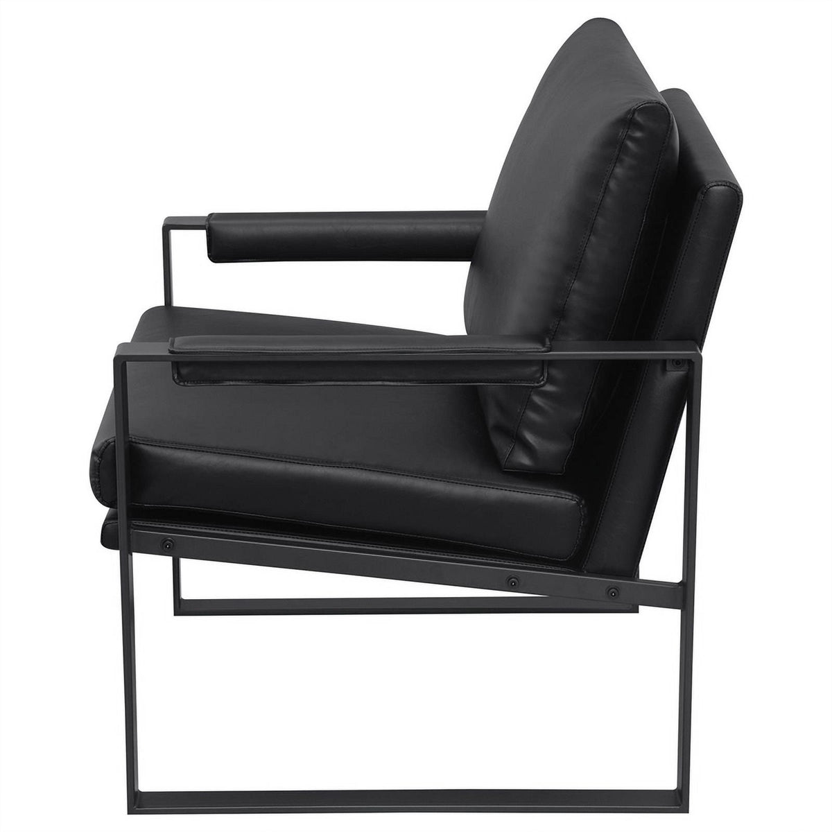 Black Faux Leather Accent Chair with Track Arms Q734800