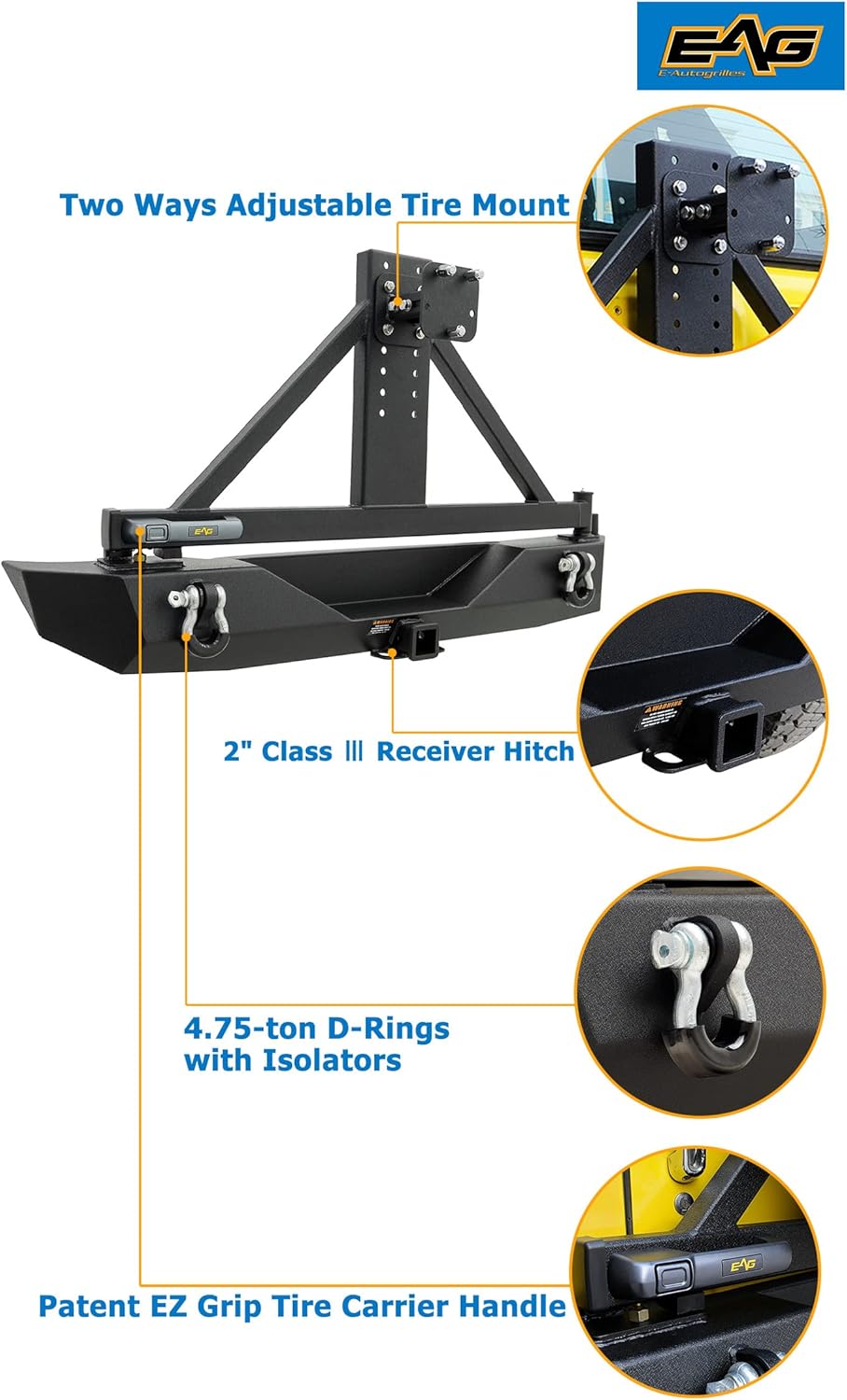 Rear Bumper with Secure Lock Tire Carrier Y4097