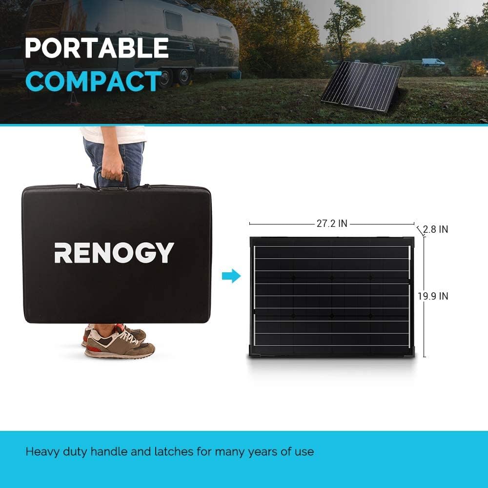100 Watt 12 Volt Monocrystalline Portable Foldable Solar Panel Suitcase with Waterproof 20A Charger Controller R5515