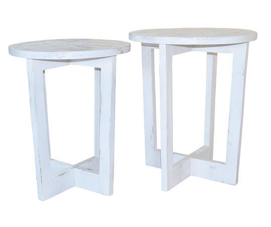 Distressed White 2-Piece Nesting Side Table Set A1857