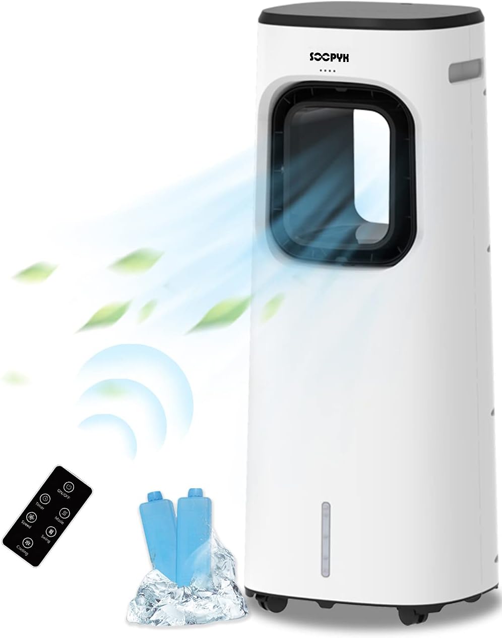 Evaporative Bladeless Cooler Fan with Humidifier, 3 Wind Speeds, 4 Modes T252784
