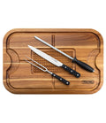 Acacia Carving Board with 3-Piece Carving Set F649