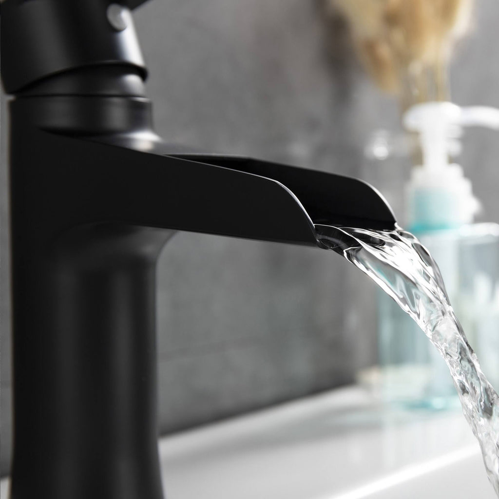 Matte Black Stainless Steel Single Hole Waterfall Bathroom Faucet R690978