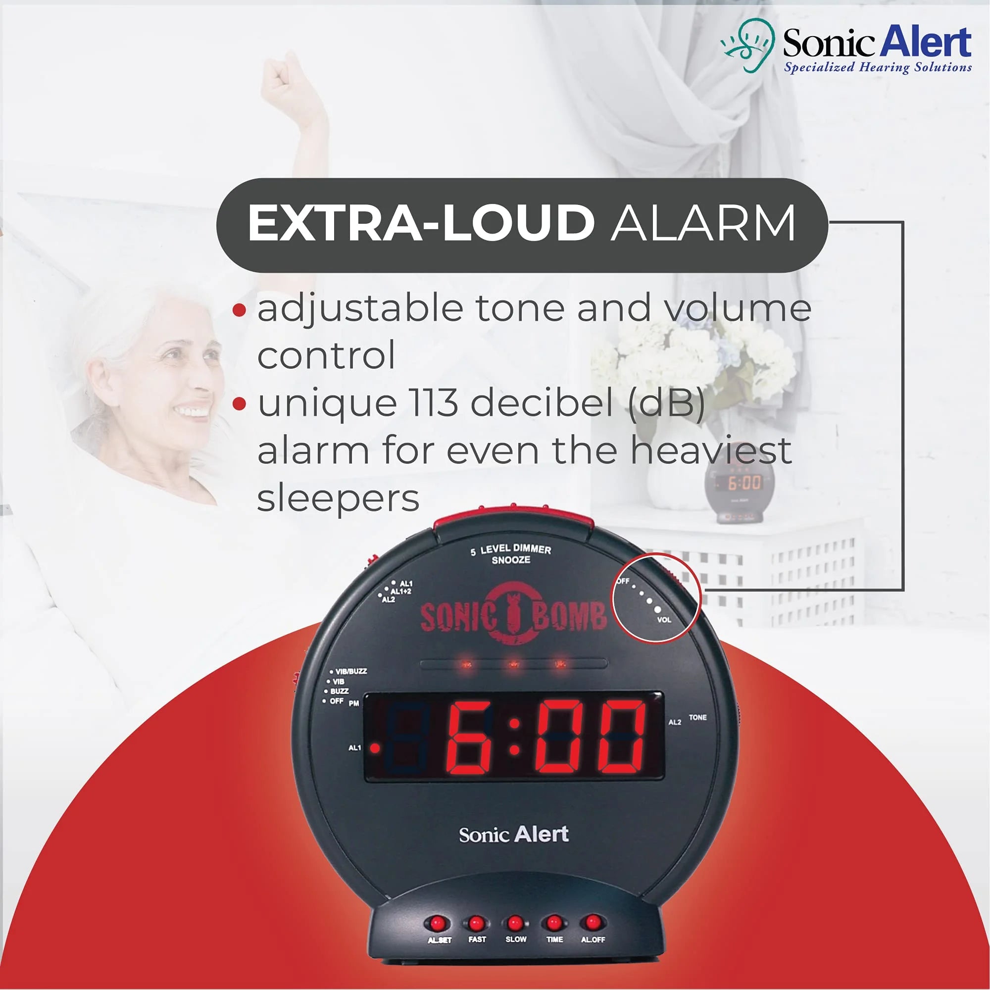 Black Dual Extra Loud Alarm Clock with Bed Shaker Z215372