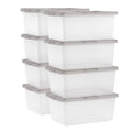8 Pack 17 Qt Clear Plastic Storage Box with Snap Lid, Gray D7666