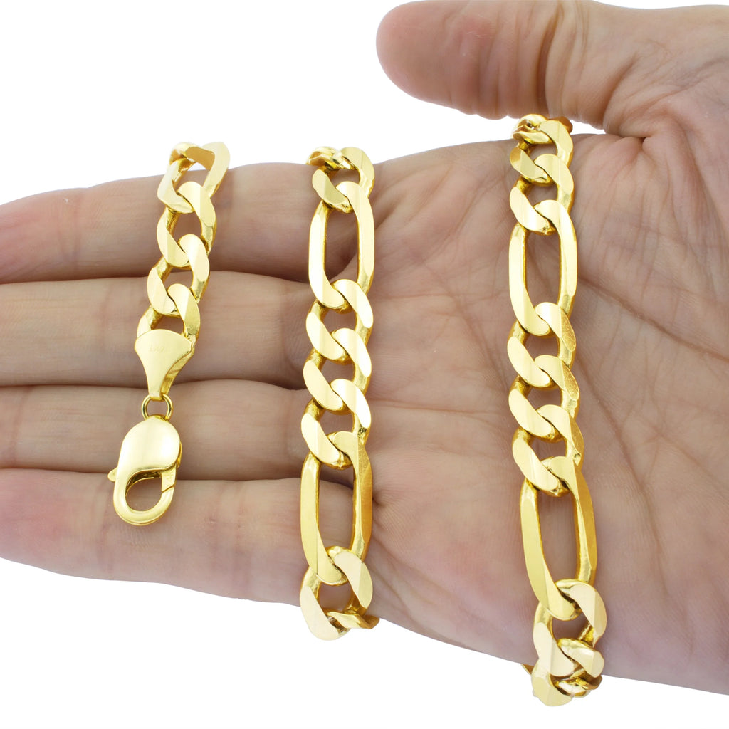 14k Yellow Gold Solid Figaro Chain Link Necklace 20" - 30" F41805