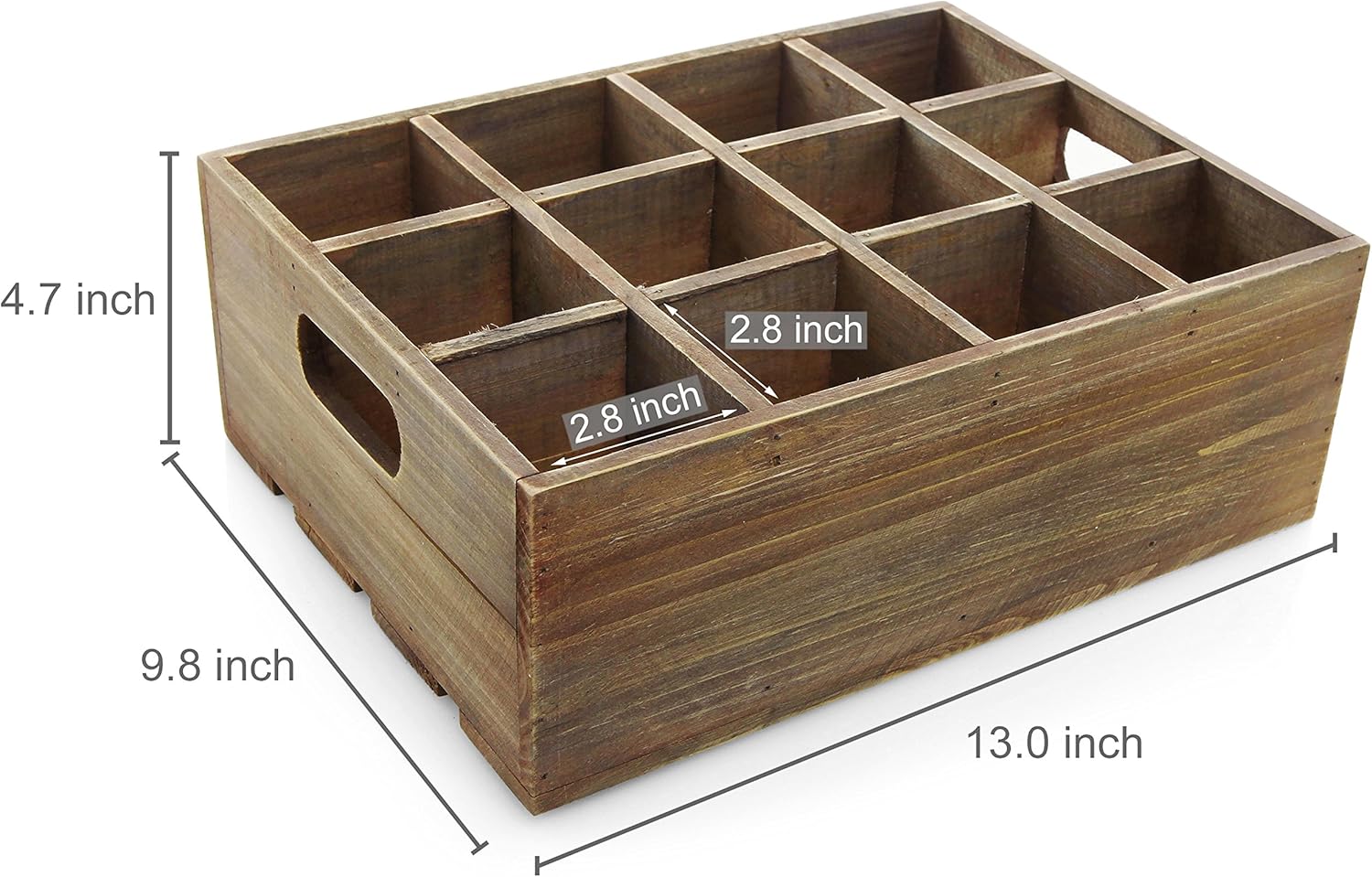 Vintage Finish Rustic Brown Wood 12 Slot Beer Bottle Serving Crate with Carrying Handles Pack of 2 G246