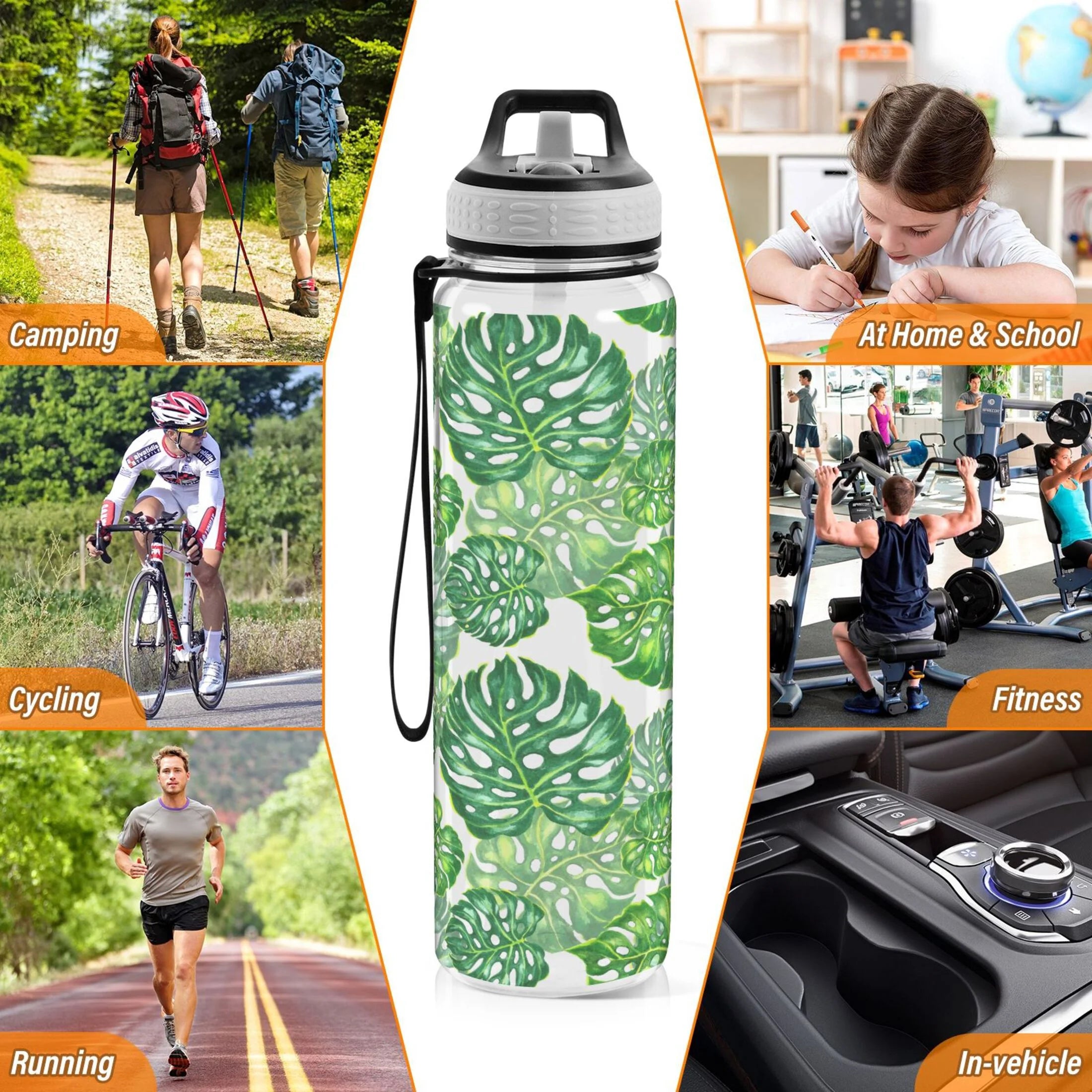 32oz Tritan Water Bottle with Straw Leakproof BPA Free Clear K7500