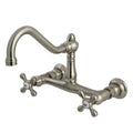 Vintage Wall-Mounted Two-Handle Vessel Sink Faucet, Satin Nickel K732800