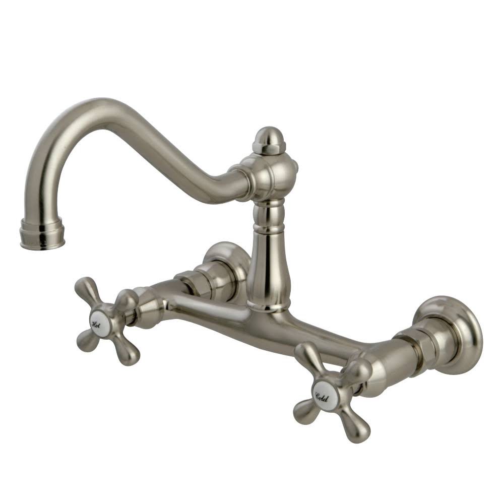 Vintage Wall-Mounted Two-Handle Vessel Sink Faucet, Satin Nickel K732800