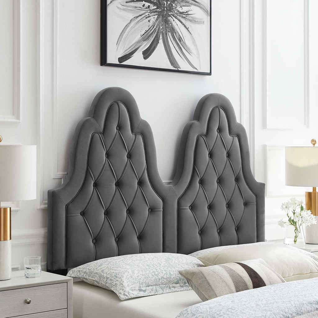 Tufted Teal Performance Velvet Twin Headboard S32044