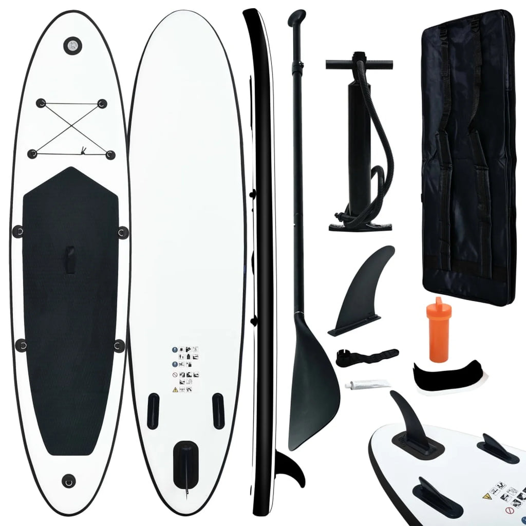 Inflatable Paddleboard Set Black and White B777