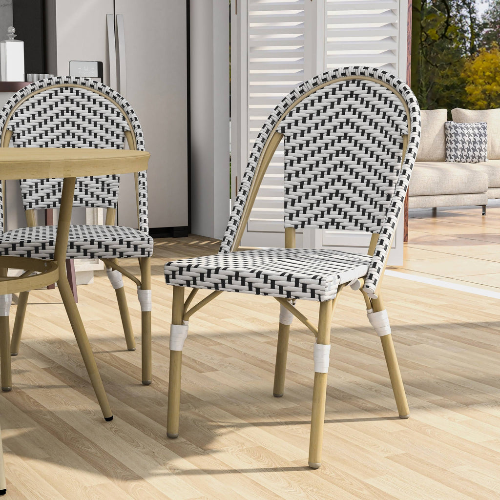 Natural Tone Patio Bistro Chairs (Set of 2) - Blue & White R16327