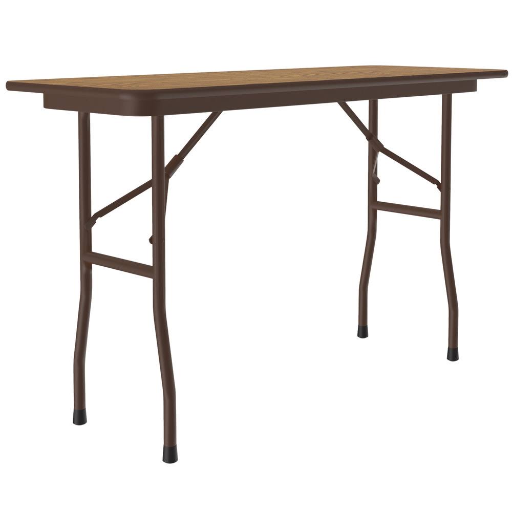 Melamine Folding Table 18 in. x 48 in. Med Oak D837