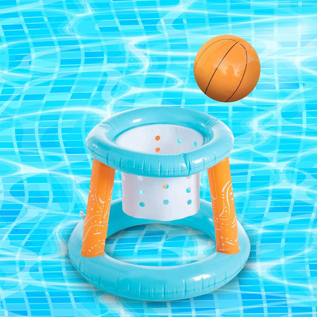Light Blue Inflatable Pool Volleyball Set with Basketball Hoops C41112