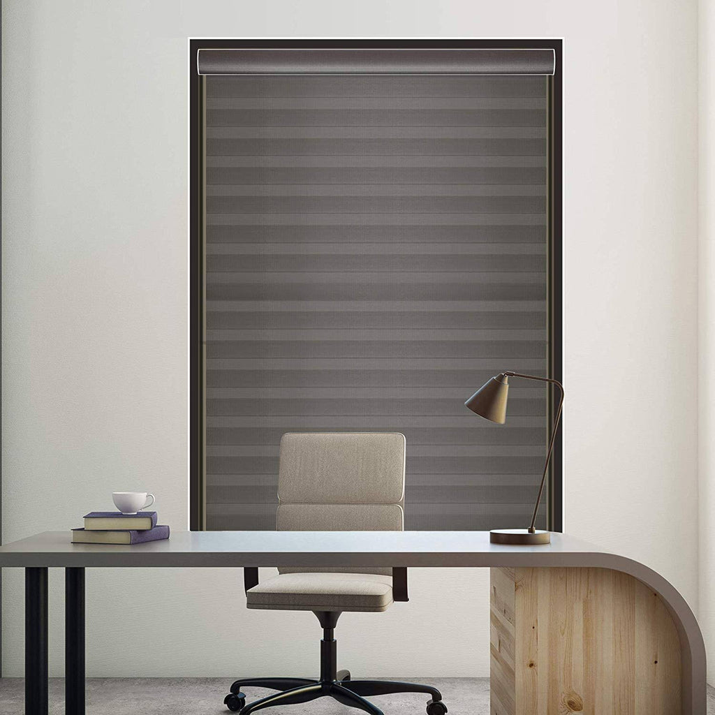 Cordless Zebra Roller Shade with Cassette Valance, 33 inch x 72 inch, Iron Gray P80057
