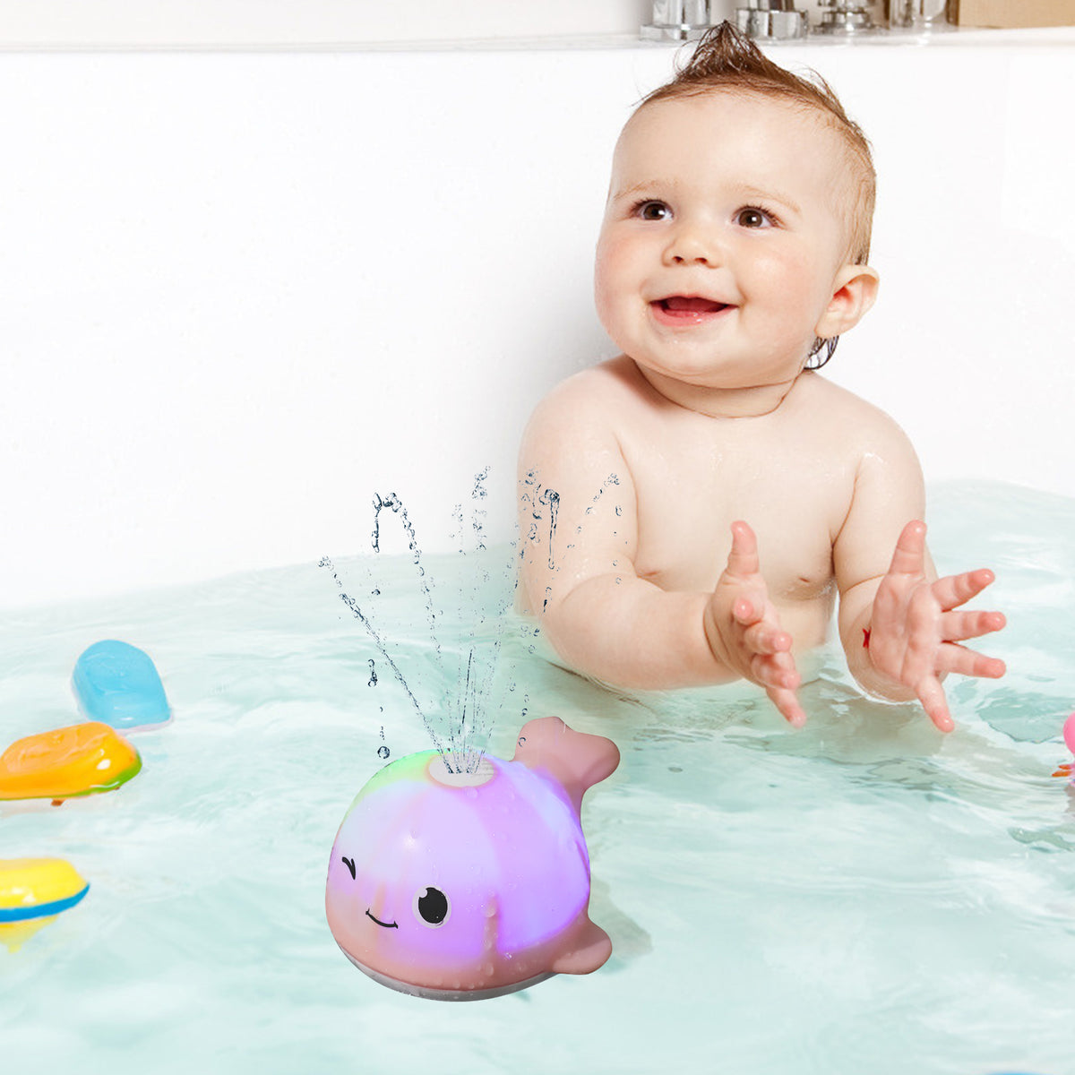 Pink Plastic Spouting Whale Baby Bath Toy H3097