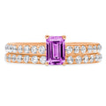 14k Rose Gold Simulated Alexandrite Solitaire Bridal Set SZ 6.75 W775520