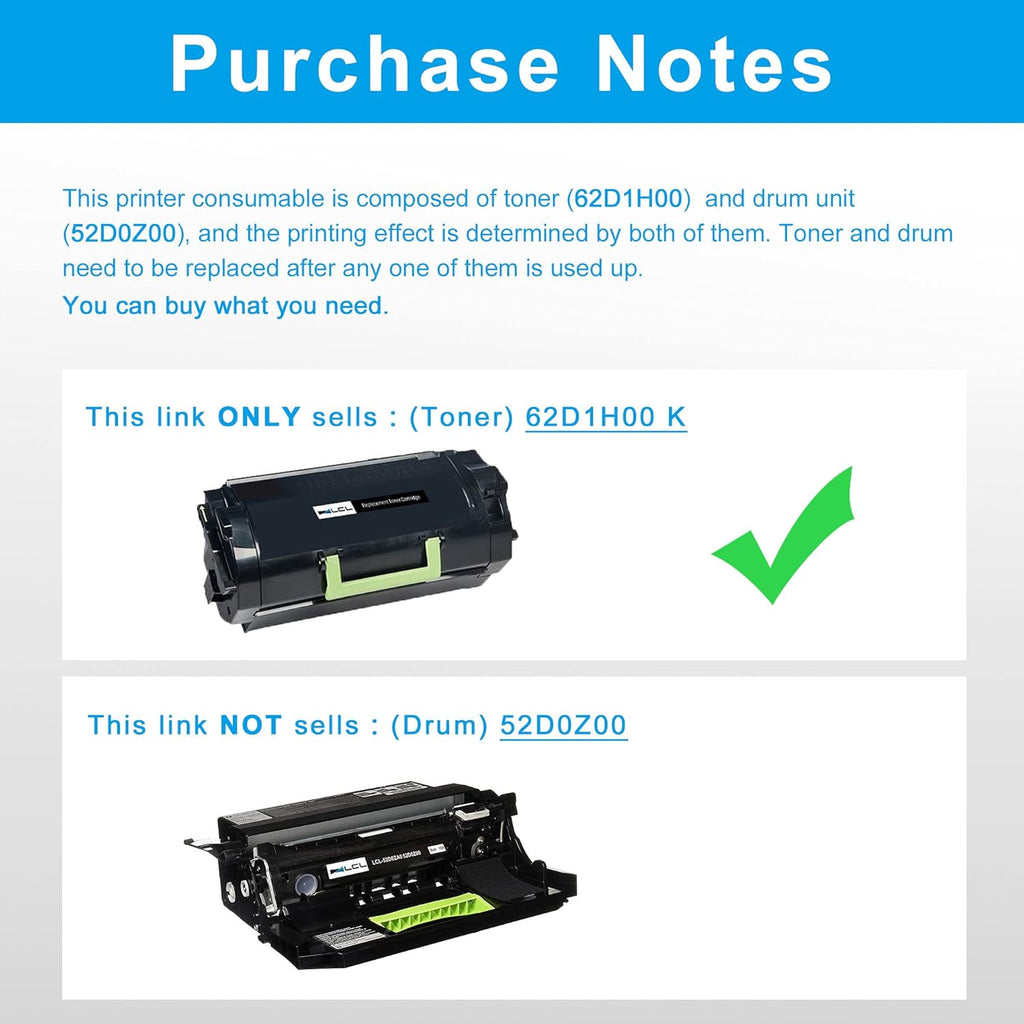 Compatible Toner Cartridge for Lexmark MX710DE MX711DE MX810DE (1-Pack Black) Pack of 2 V816