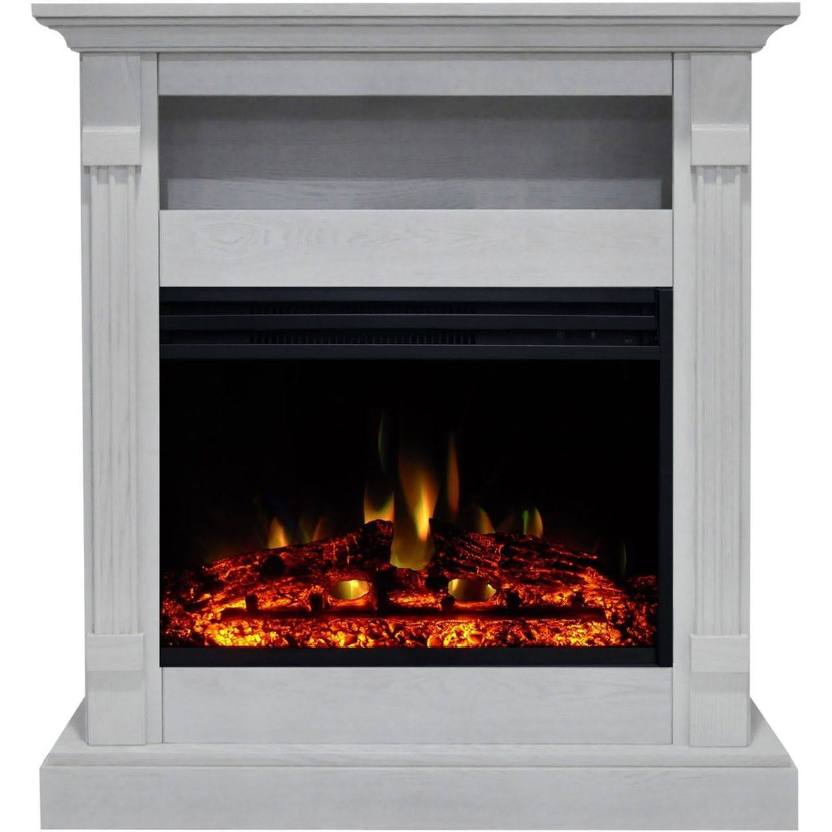 Electric Fireplace Heater with White Mantel and Remote Control G175