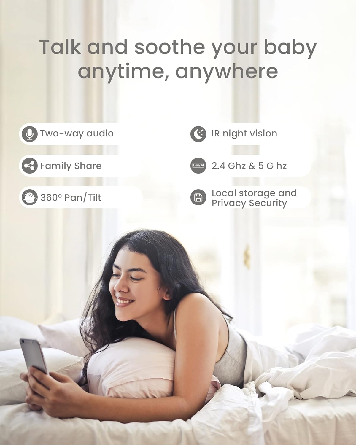 2K Baby Monitor with Camera and Audio and Night Vision J485822