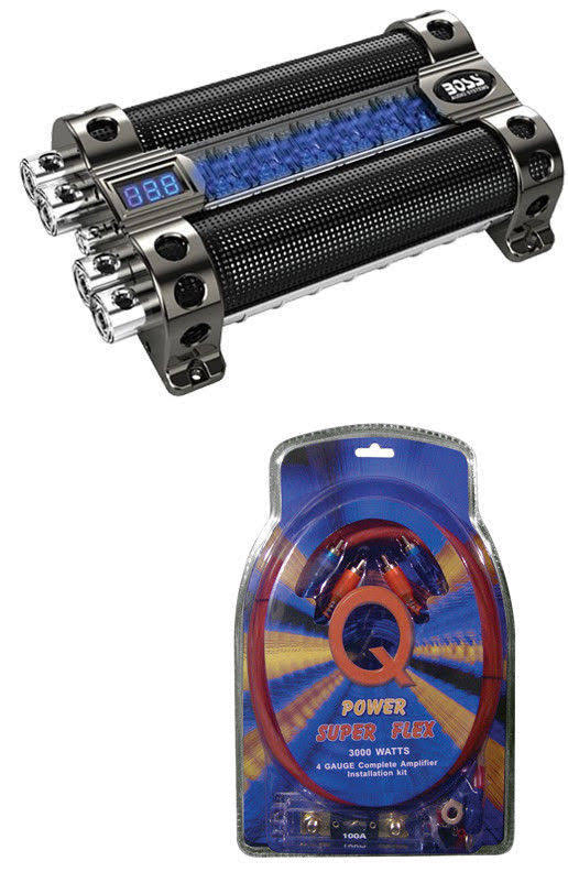 18 Farad Digital Car Audio Capacitor with 4 Gauge Amp Kit U6463