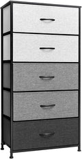 5 Drawers Gray Fabric Dresser with Steel Frame K212