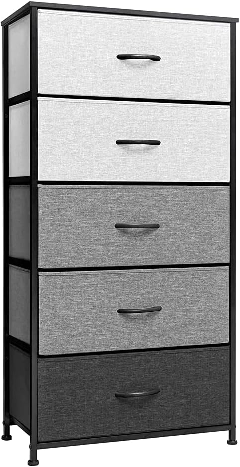 5 Drawers Gray Fabric Dresser with Steel Frame K212