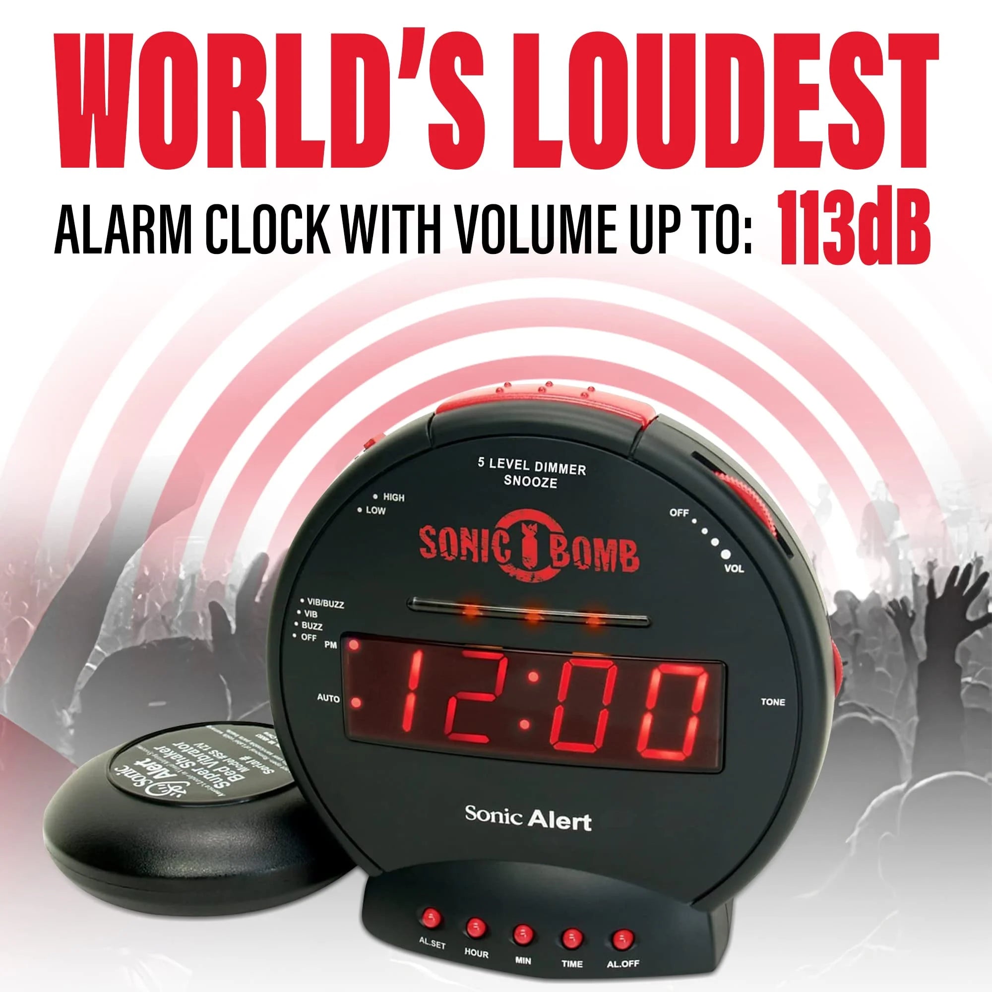 Black Dual Extra Loud Alarm Clock with Bed Shaker Z215372