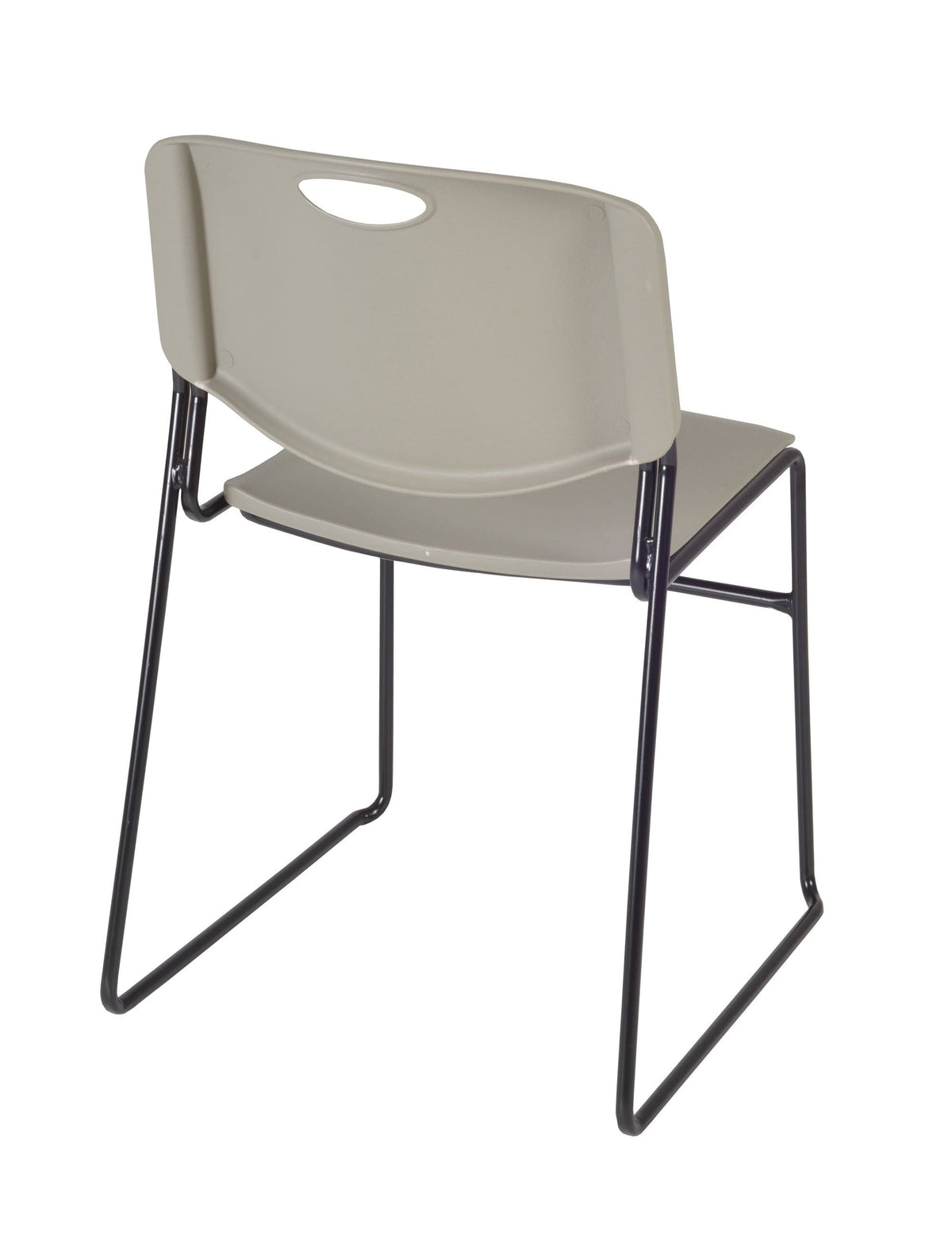 Beige Square Breakroom Table with 4 Grey Stack Chairs D2857