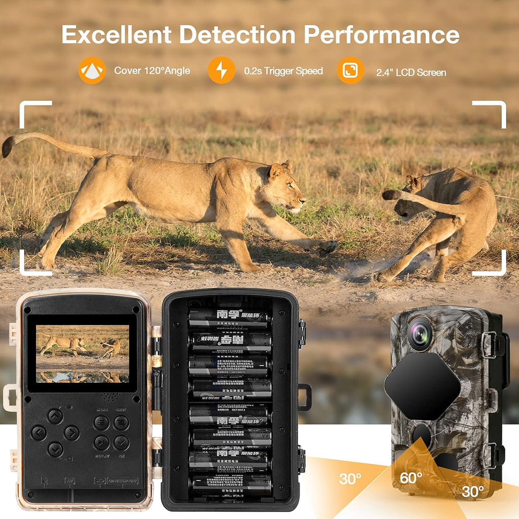 4K 24MP WiFi Trail Camera with Night Vision, IP66 Waterproof, Pack of 2 N340