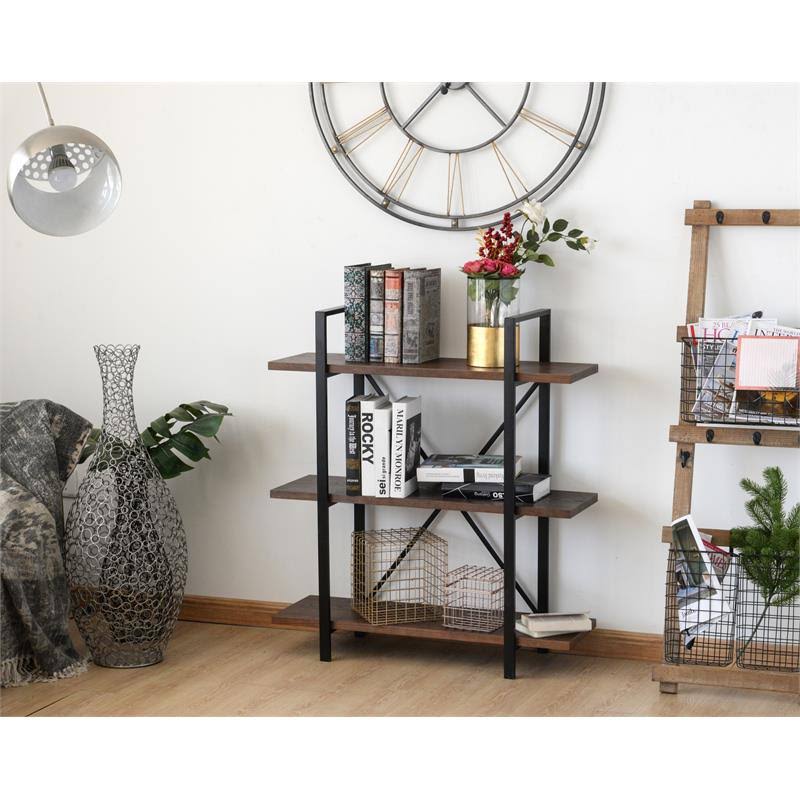 Walnut Brown 3 Shelf Etagere Bookcase B928