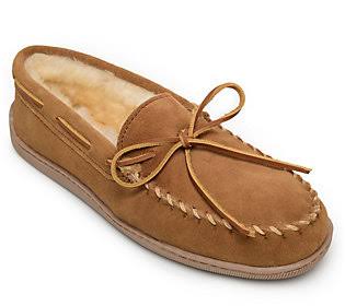 Men's Sheepskin Hardsole Moccasins, Size 13 Wide, Golden Tan M3761