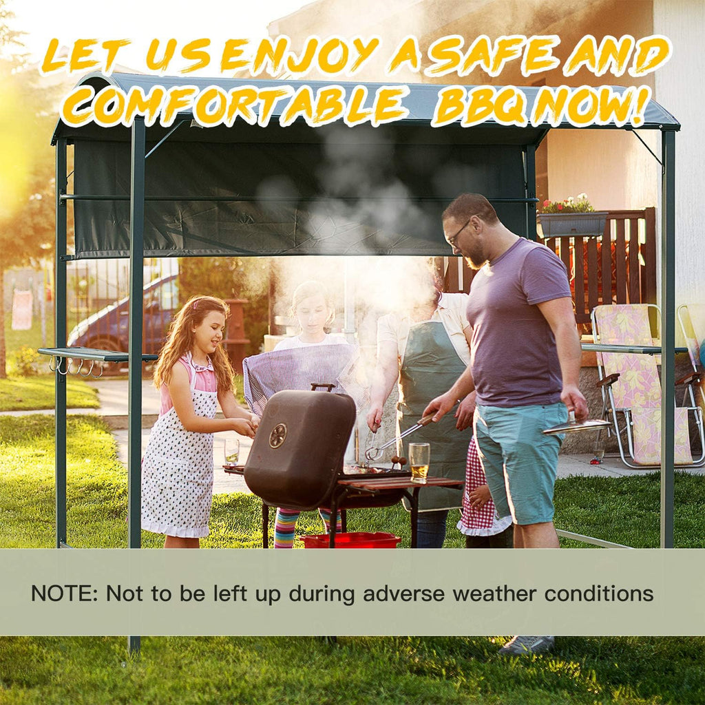 7FT BBQ Grill Gazebo Canopy with Sun Shade Panel A851563