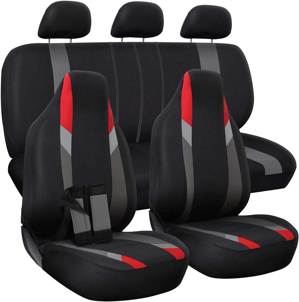 PU Leather Solid Beige Car Seat Cover, 10 pc Full Set Pack of 2 F42339