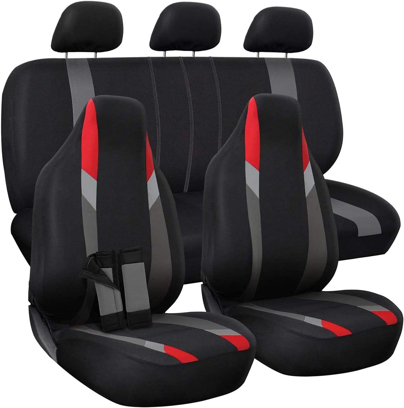 PU Leather Solid Beige Car Seat Cover, 10 pc Full Set Pack of 2 F42339