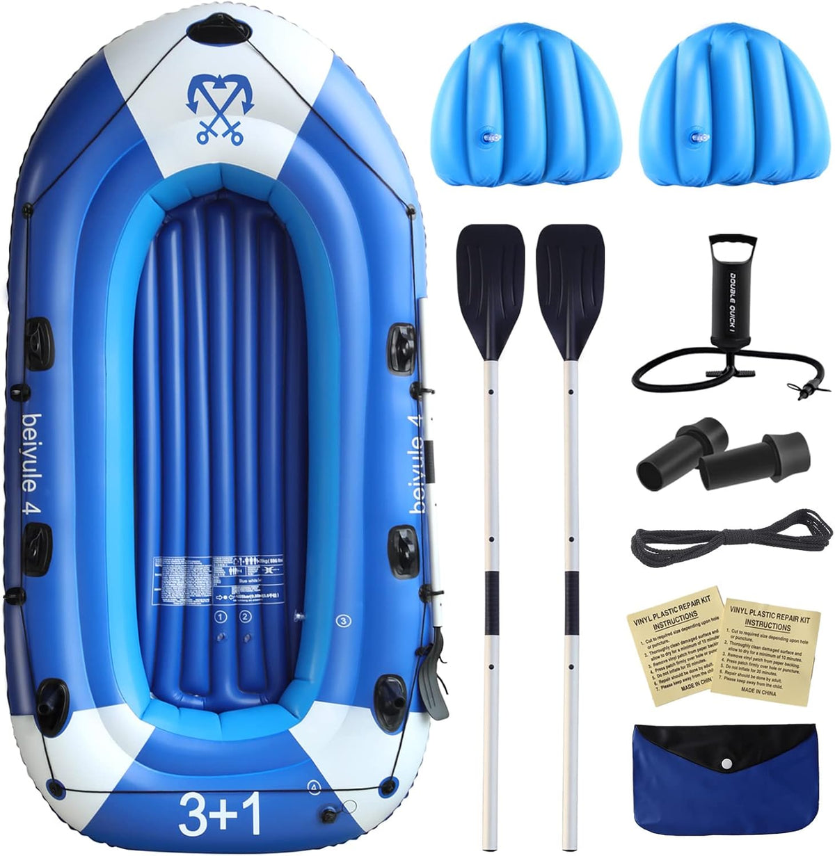 4 Person Inflatable Boat with Air Pump Rope Paddle Repair Patch U4720
