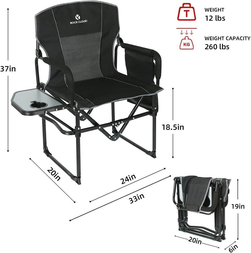 Folding Camping Chair with Storage Pocket and Side Table G333273