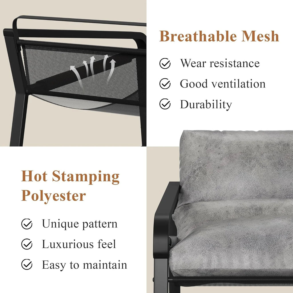Gray Upholstered Accent Arm Chair with Metal Frame Q820527
