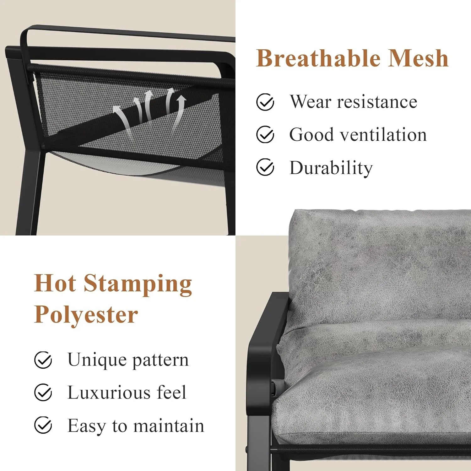 Gray Upholstered Accent Arm Chair with Metal Frame Q820527